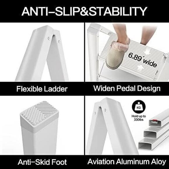 Brand New! 2 Step Ladder, Aluminum Folding 2 Step - Picture 2 of 5